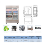 2 Glass Door Commercial Refrigerator 49 Cu.ft Stainless Steel Reach in Upright Merchandiser - Image 6